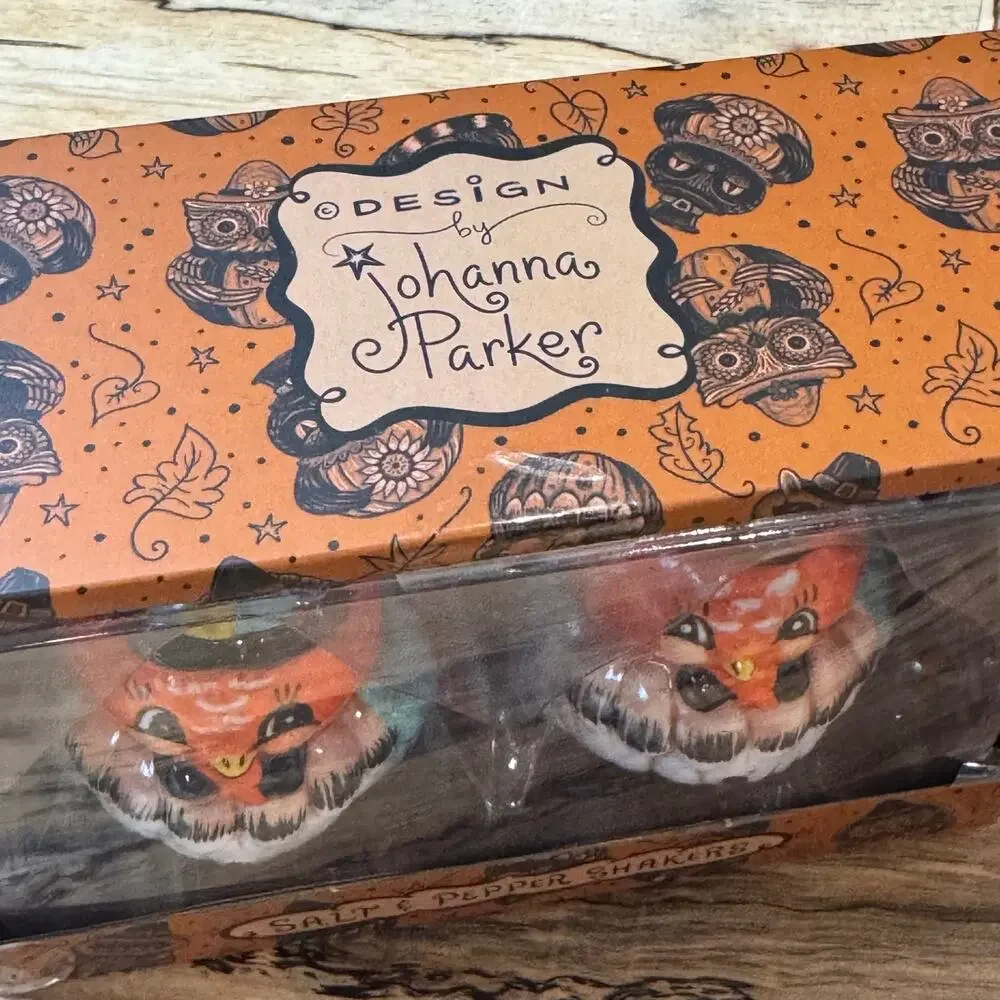 Johanna Parker Turkey Salt and Pepper Shakers, Ceramic Thanksgiving Fall NIB